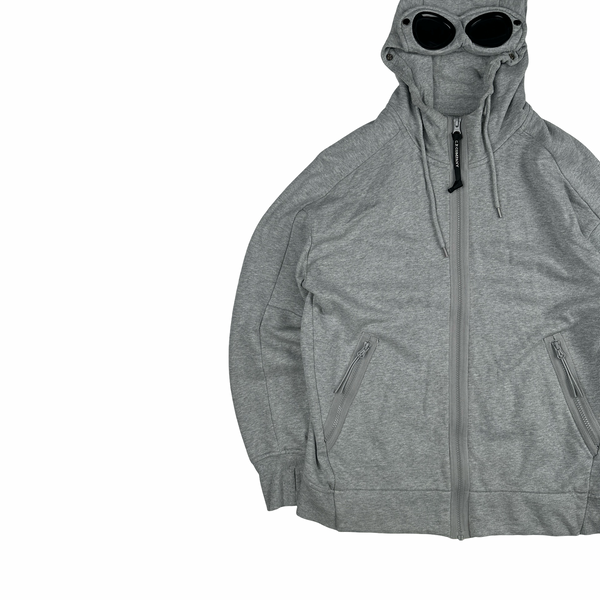 CP Company Grey Goggle Cotton Zip Up Hoodie - Medium