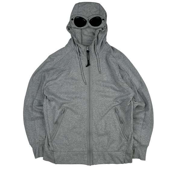 CP Company Grey Goggle Cotton Zip Up Hoodie - Medium