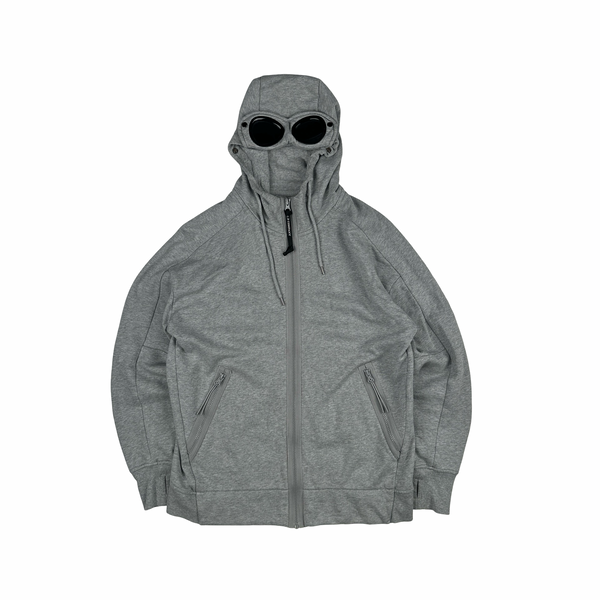 CP Company Grey Goggle Cotton Zip Up Hoodie - Medium