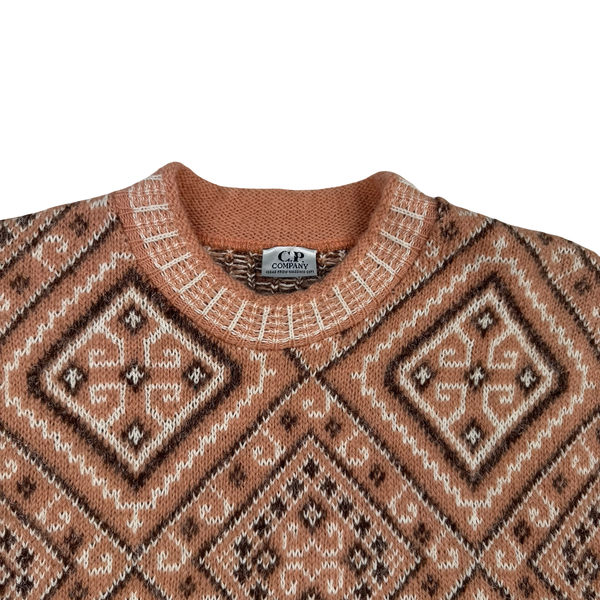 CP Company 80’s Vintage Wool/Cotton Blend Geometric Knit Jumper - Large