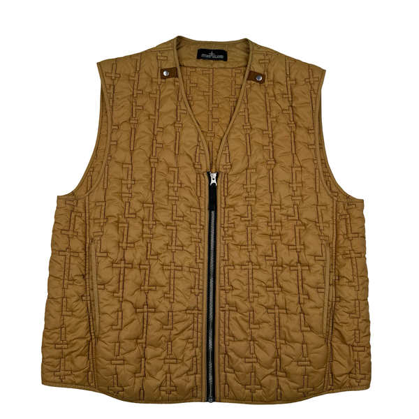 Stone Island Shadow Project 2022 Camel Quilted Zip Gilet Vest - Large