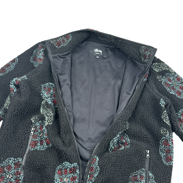 Stussy Flower S Emblem Teddy Fleece Zipped Jumper - XL