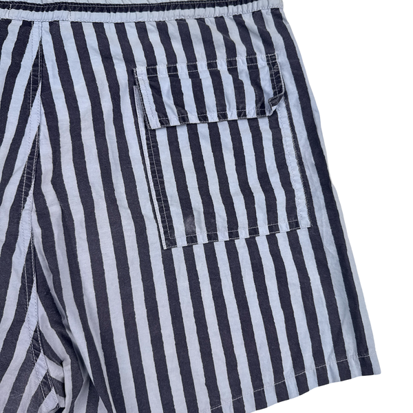 Stone Island 1997 Spellout Vintage Cotton Blend  Blue Stripe Swim Shorts - Large