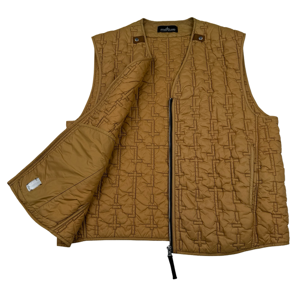 Stone Island Shadow Project 2022 Camel Quilted Zip Gilet Vest - Large