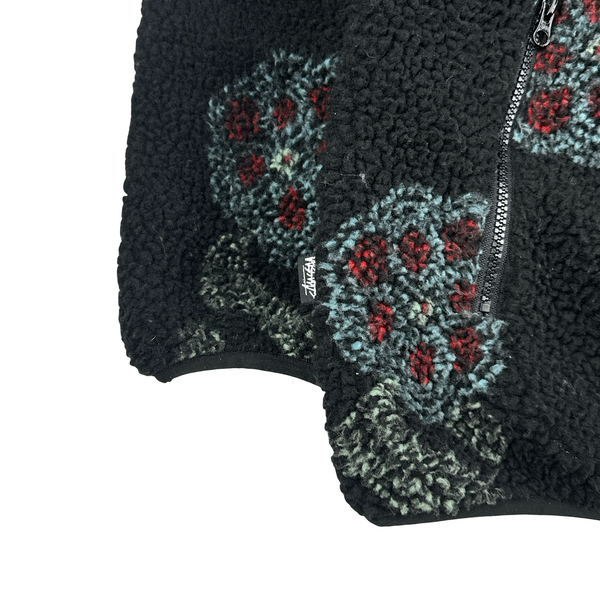 Stussy Flower S Emblem Teddy Fleece Zipped Jumper - XL