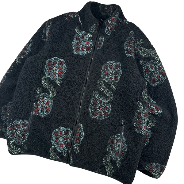 Stussy Flower S Emblem Teddy Fleece Zipped Jumper - XL