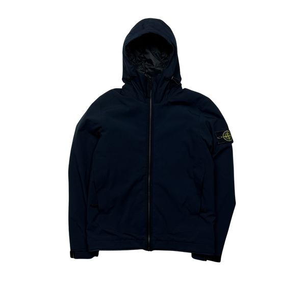Stone Island Navy Primaloft Lined Soft Shell Hooded Jacket - Small