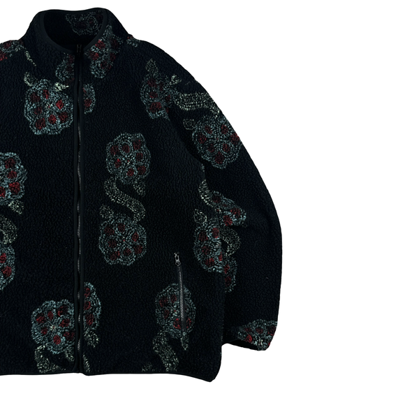 Stussy Flower S Emblem Teddy Fleece Zipped Jumper - XL