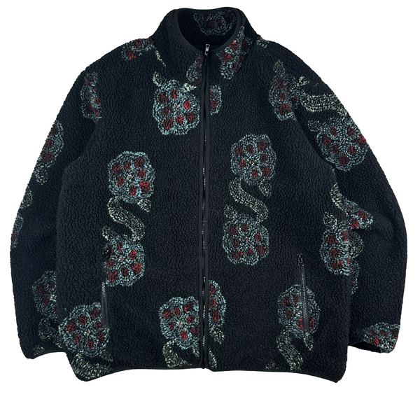 Stussy Flower S Emblem Teddy Fleece Zipped Jumper - XL