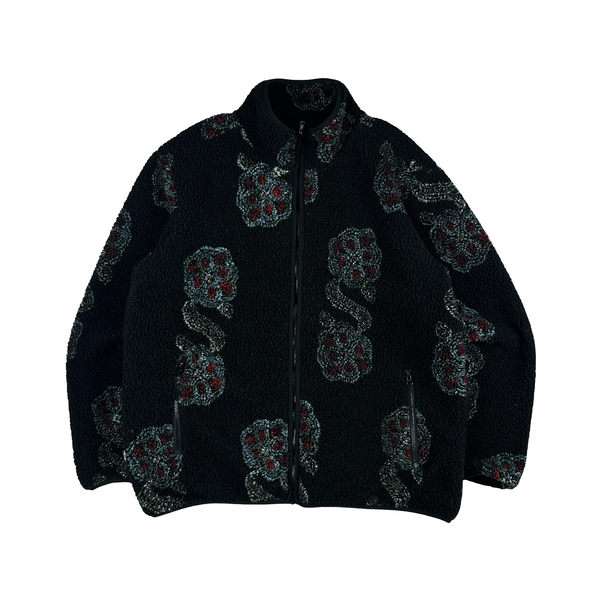 Stussy Flower S Emblem Teddy Fleece Zipped Jumper - XL