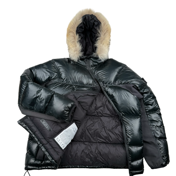 Stone Island 2017 Dark Green Pertex Quantum Fur Hood Puffer Jacket - XXL