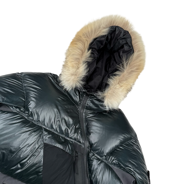 Stone Island 2017 Dark Green Pertex Quantum Fur Hood Puffer Jacket - XXL