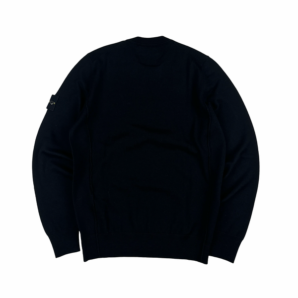 Stone Island 2020 Black Crewneck Wool Knit Jumper - Small