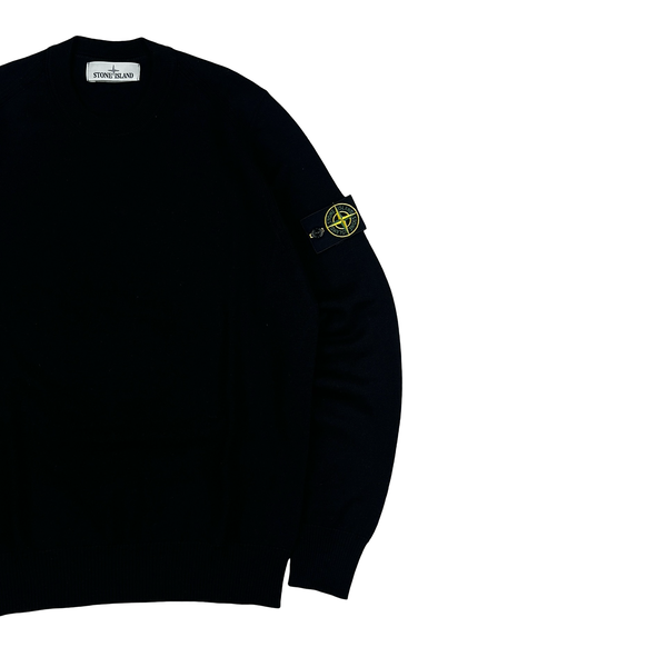 Stone Island 2020 Black Crewneck Wool Knit Jumper - Small