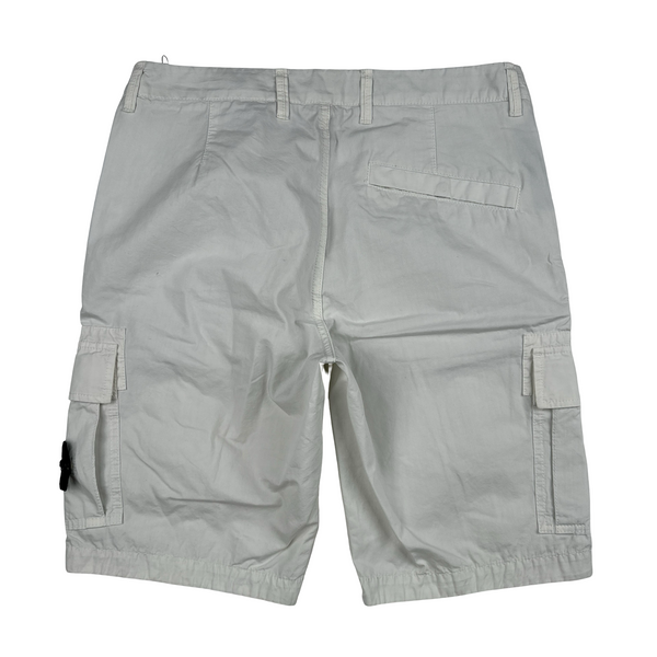 Stone Island 2022 White Slim Fit Cargo Shorts - 31"