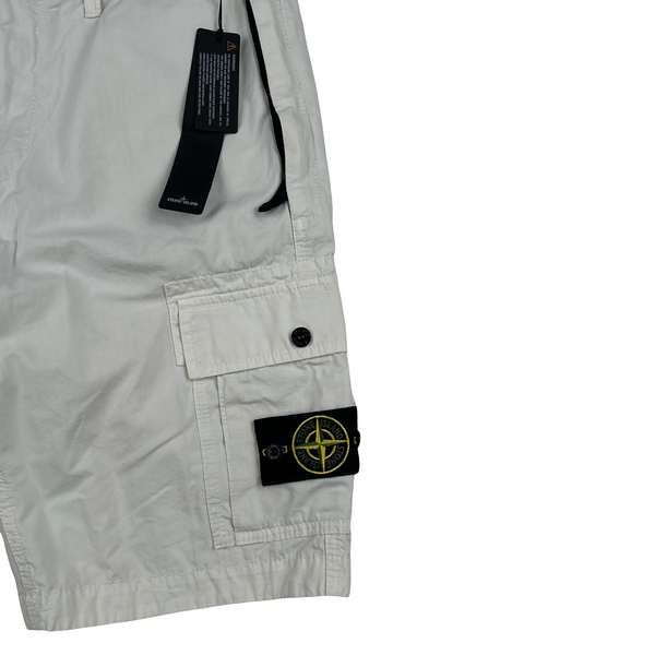 Stone Island 2022 White Slim Fit Cargo Shorts - 31"