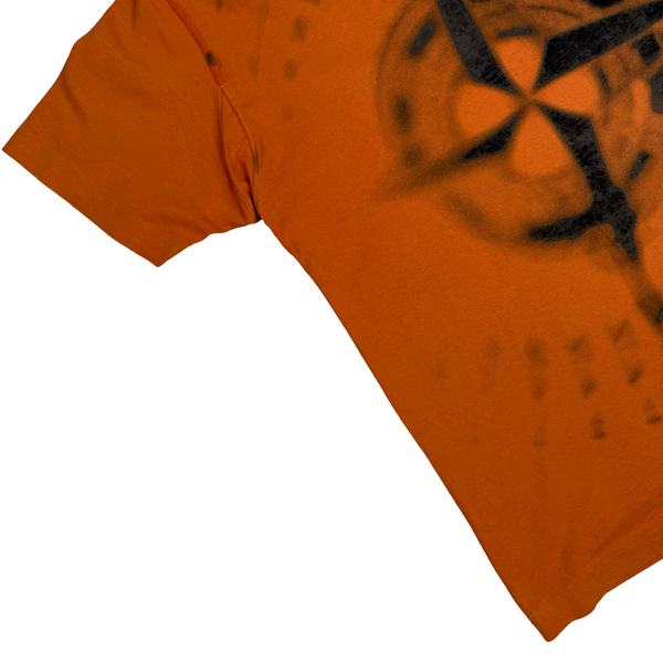 Stone Island 2019 Burnt Orange Garment Dyed Compass Print T Shirt - Medium