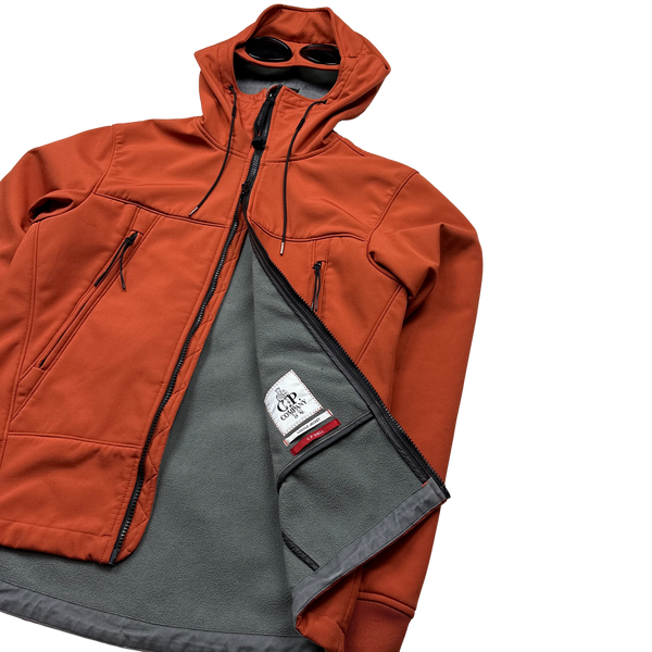 CP Company Burnt Orange Fleece Lined Goggle Soft Shell Jacket - Small