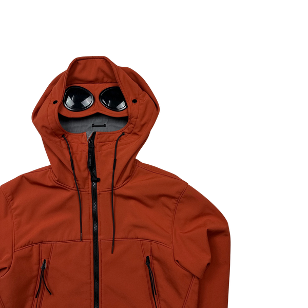CP Company Burnt Orange Fleece Lined Goggle Soft Shell Jacket - Small