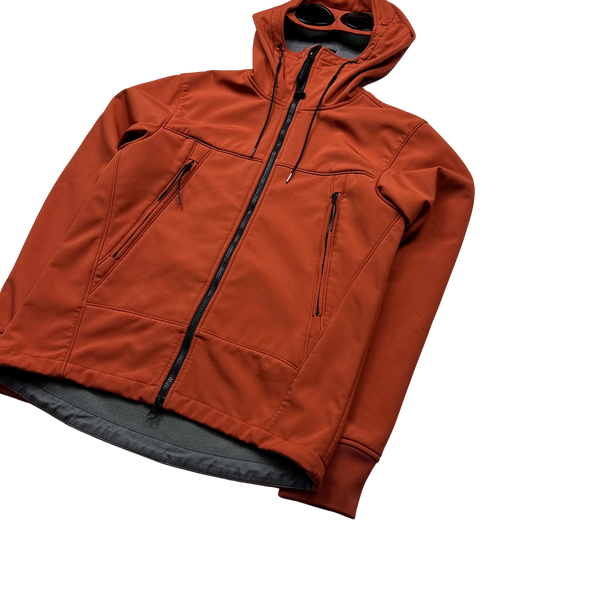 CP Company Burnt Orange Fleece Lined Goggle Soft Shell Jacket - Small