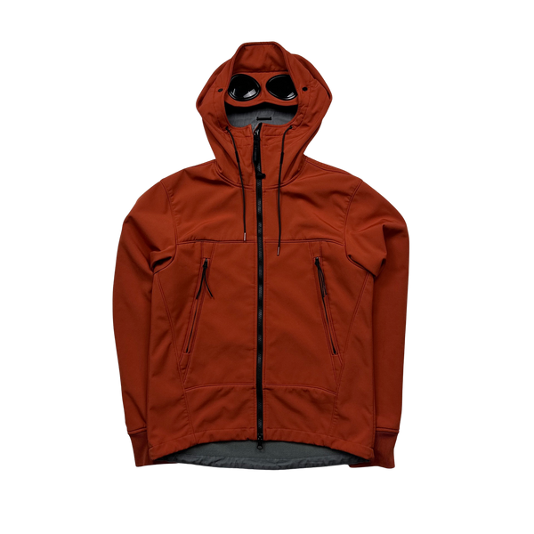 CP Company Burnt Orange Fleece Lined Goggle Soft Shell Jacket - Small