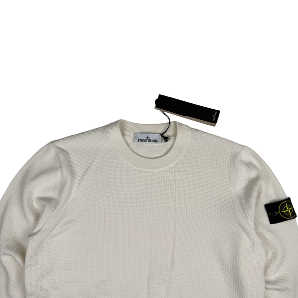 Stone Island 2026 Ivory Cotton Knit Crewneck Jumper - Medium