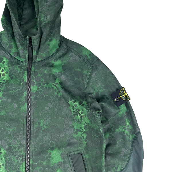 Stone Island 2018 Green Alligator Camo Zipped Hoodie - Medium