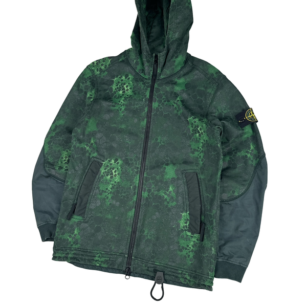 Stone Island 2018 Green Alligator Camo Zipped Hoodie - Medium