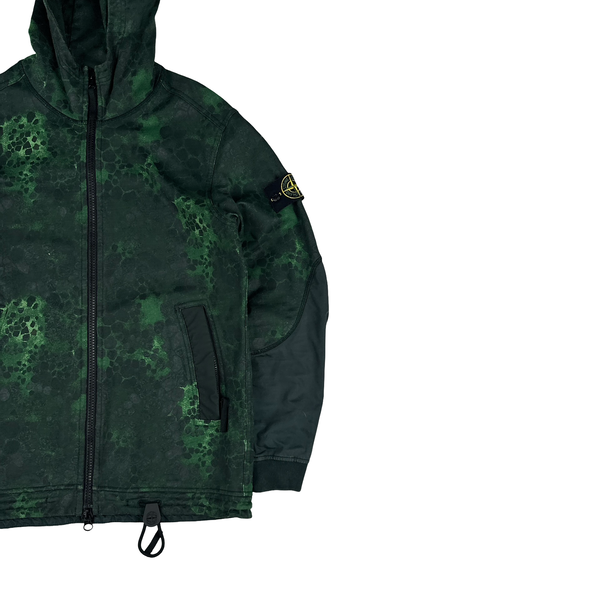 Stone Island 2018 Green Alligator Camo Zipped Hoodie - Medium