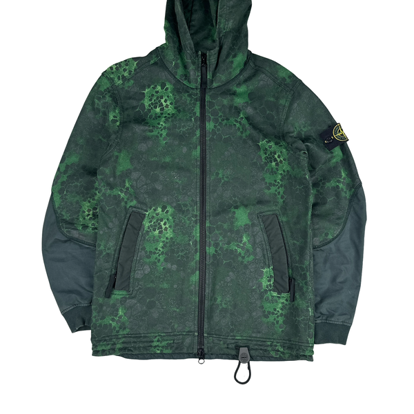 Stone Island 2018 Green Alligator Camo Zipped Hoodie - Medium