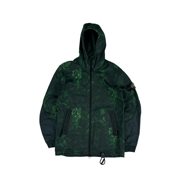 Stone Island 2018 Green Alligator Camo Zipped Hoodie - Medium