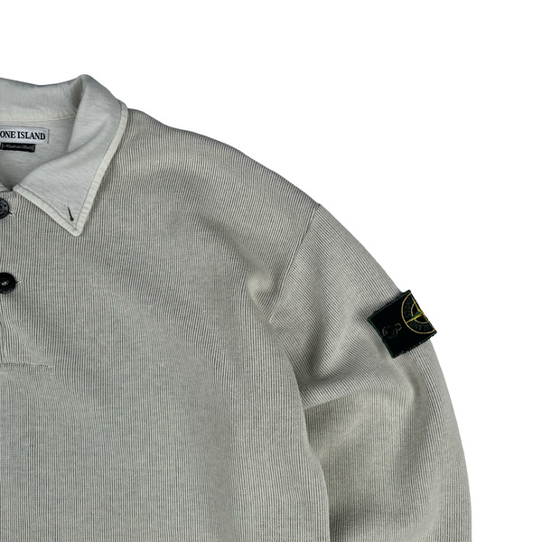 Stone Island Vintage 1998 Cream White Buttoned Pullover Jumper - XXL