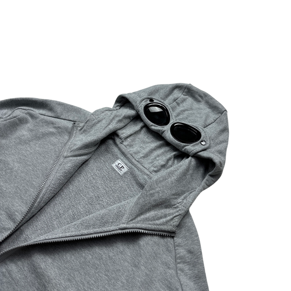 CP Company Light Grey Full Zip Goggle Hoodie - Medium