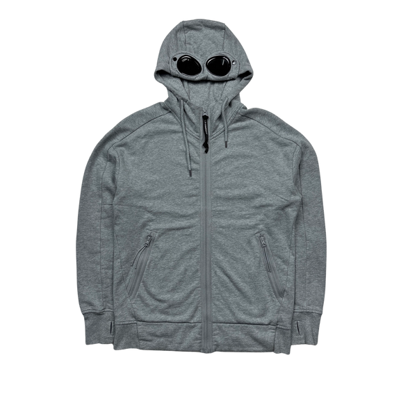 CP Company Light Grey Full Zip Goggle Hoodie - Medium