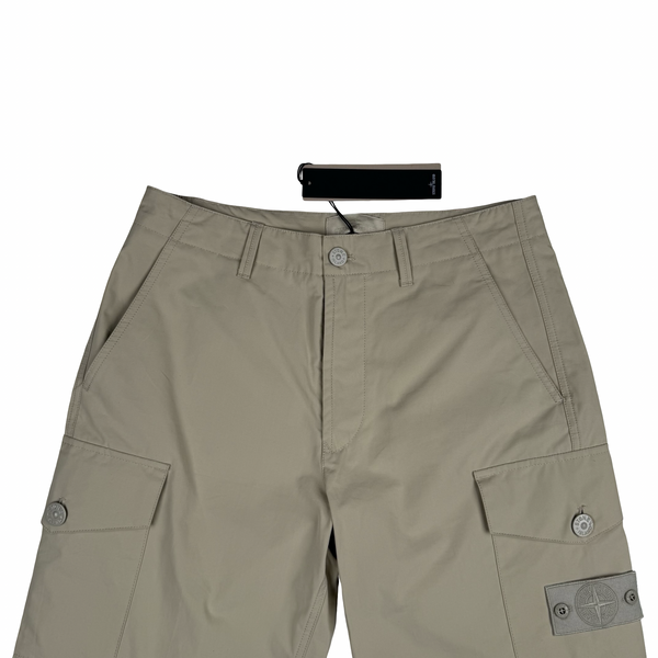 Stone Island 2025 Light Khaki Beige Type Re Fit Cotton Cargo Trousers - 31" (Medium)