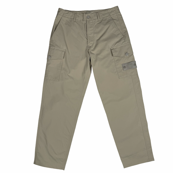 Stone Island 2025 Light Khaki Beige Type Re Fit Cotton Cargo Trousers - 31" (Medium)
