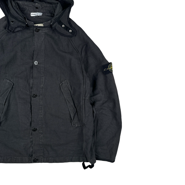 Stone Island 2003 Vintage Black Cotton Compact Button Up Jacket - XL