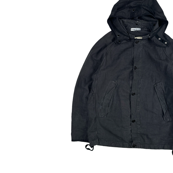 Stone Island 2003 Vintage Black Cotton Compact Button Up Jacket - XL