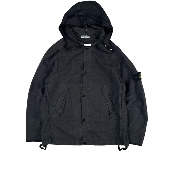 Stone Island 2003 Vintage Black Cotton Compact Button Up Jacket - XL