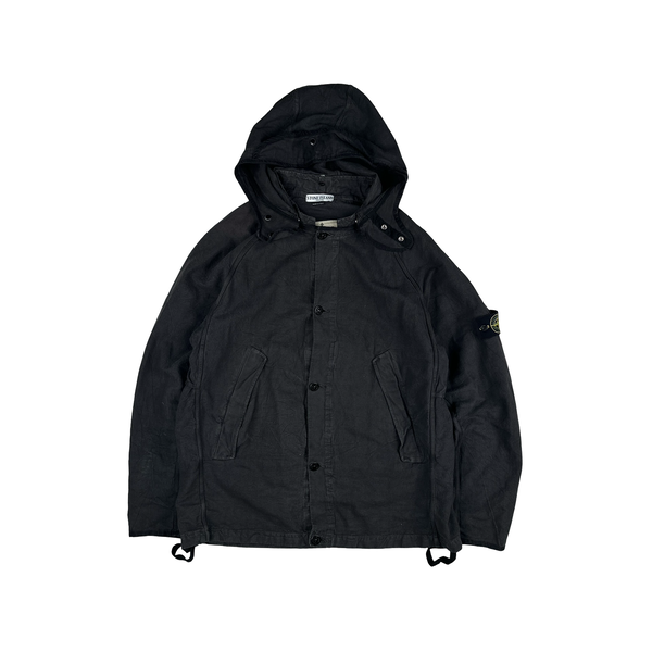 Stone Island 2003 Vintage Black Cotton Compact Button Up Jacket - XL