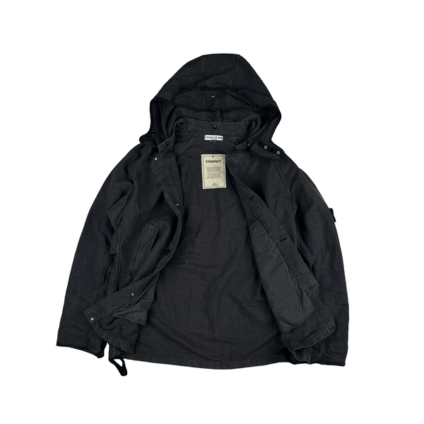 Stone Island 2003 Vintage Black Cotton Compact Button Up Jacket - XL