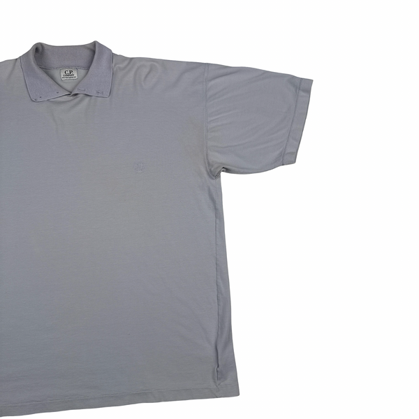 C.P Company 1989 Vintage Grey Cotton Blend Logo Polo Shirt- Large