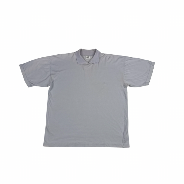 C.P Company 1989 Vintage Grey Cotton Blend Logo Polo Shirt- Large