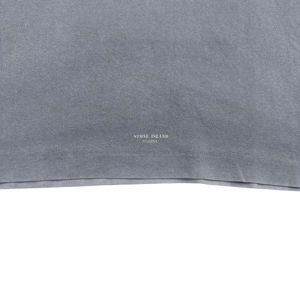 Stone Island Vintage 80s Grey Cotton Marina Spellout T- Shirt - Large
