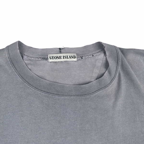 Stone Island Vintage 80s Grey Cotton Marina Spellout T- Shirt - Large