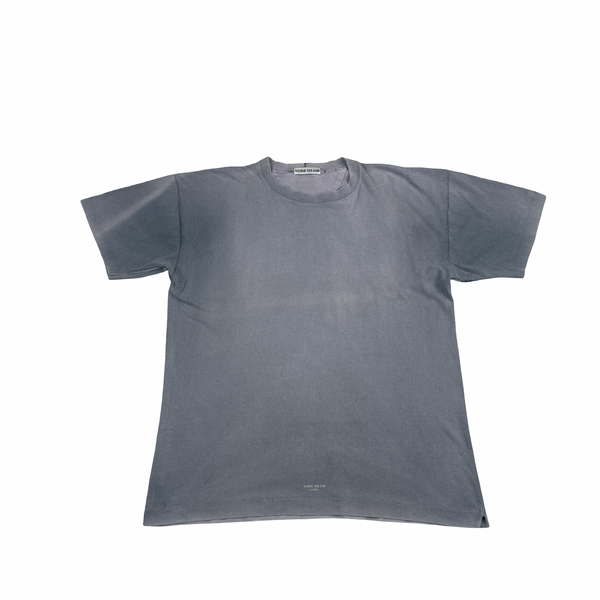 Stone Island Vintage 80s Grey Cotton Marina Spellout T- Shirt - Large