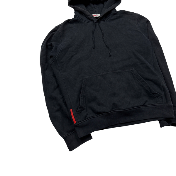 Prada Black Thick Cotton Pullover Hoodie - Large
