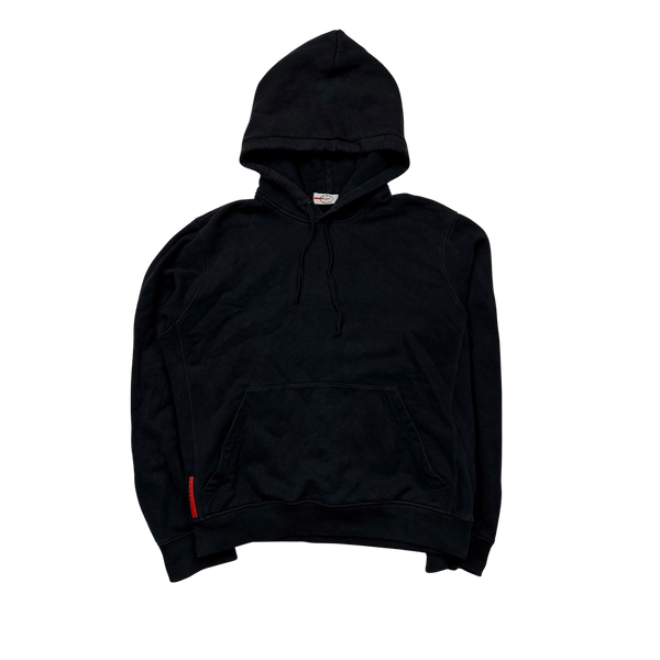 Prada Black Thick Cotton Pullover Hoodie - Large