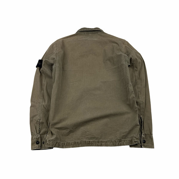 Stone Island 2018 Khaki Cotton Zipped Overshirt - Small