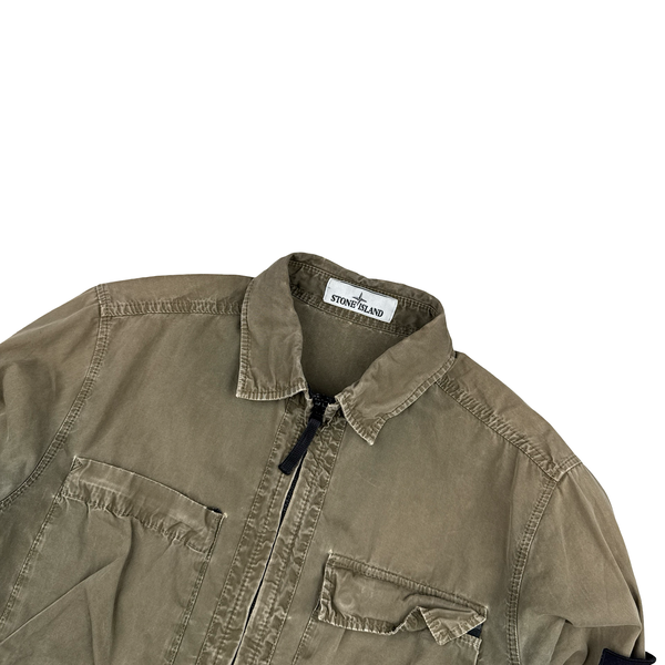 Stone Island 2018 Khaki Cotton Zipped Overshirt - Small